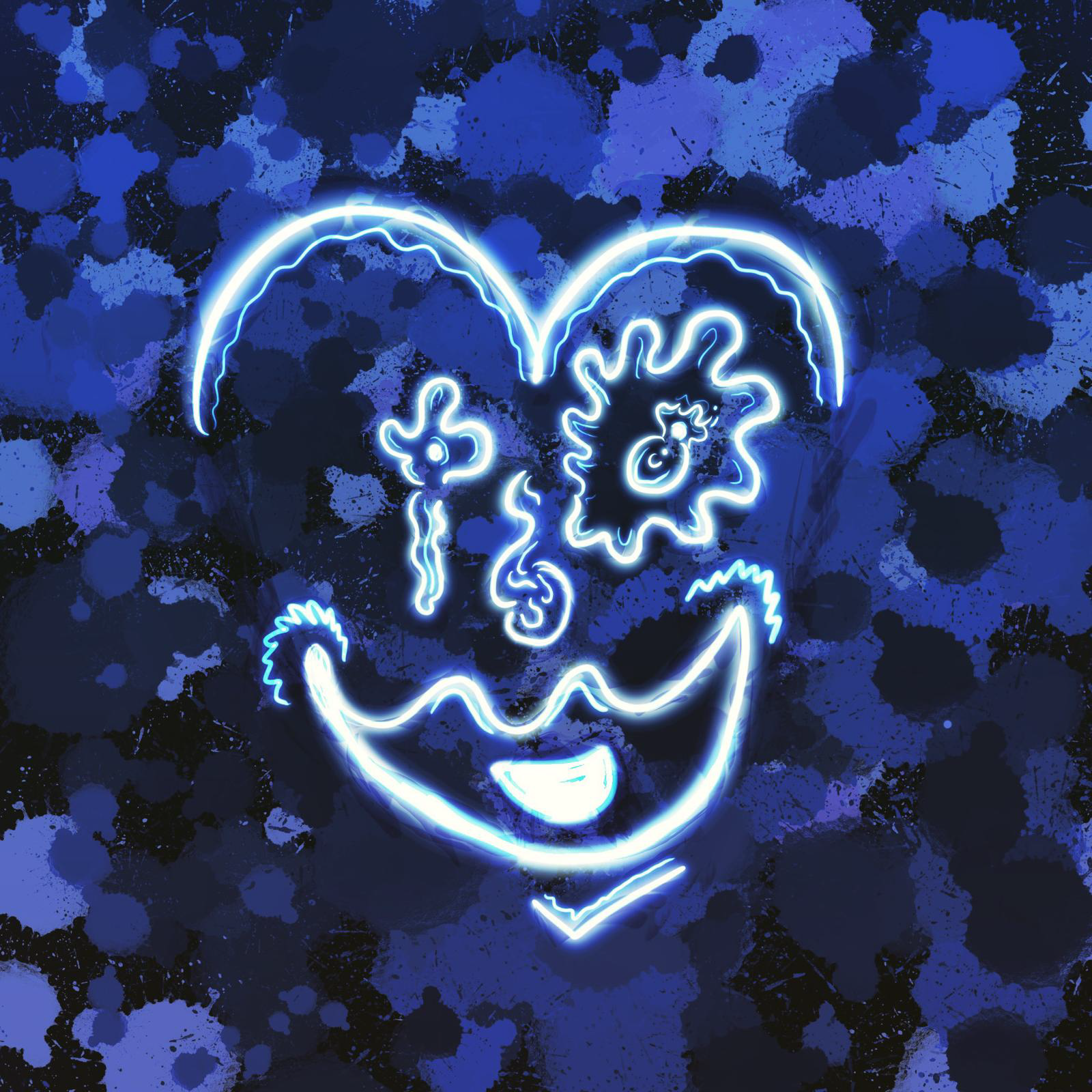 Blue neon glowing digital art by Carolina Cravens