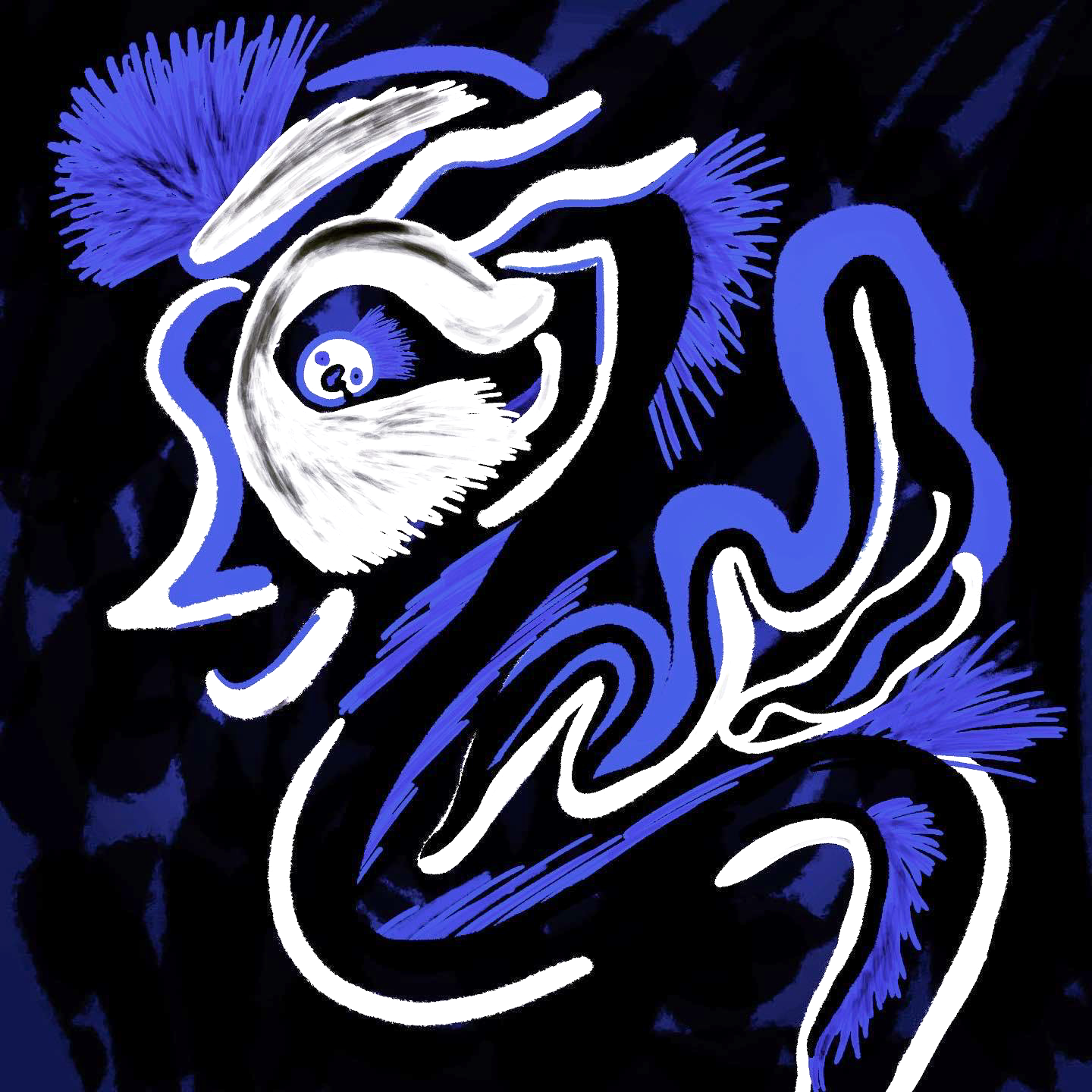 Blue abstract creature digital art by Carolina Cravens