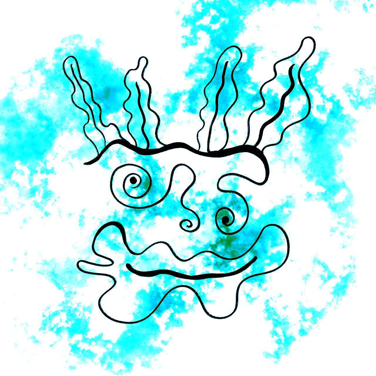 Colorful digital face illustration by Carolina Cravens