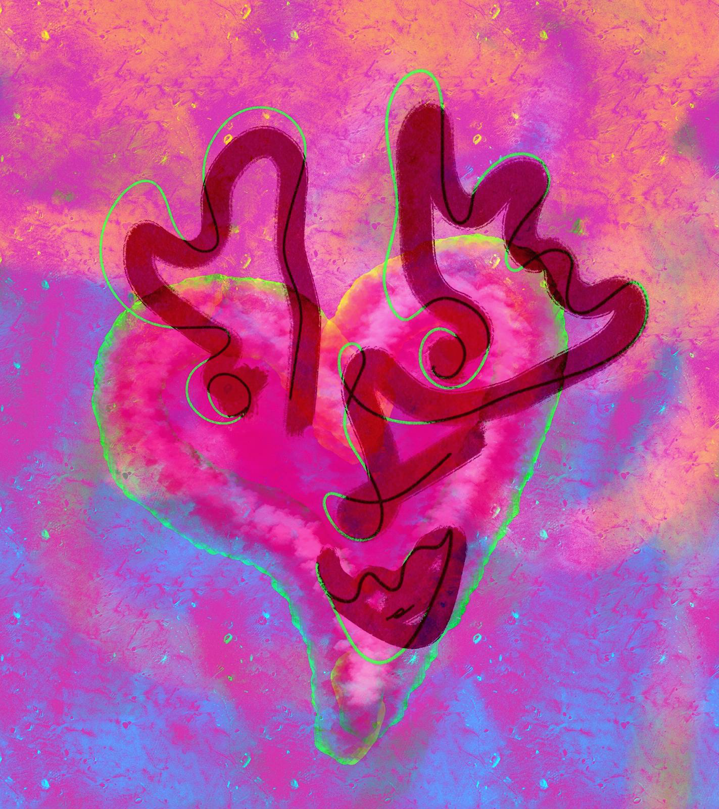 Surreal face ink illustration by Carolina Cravens