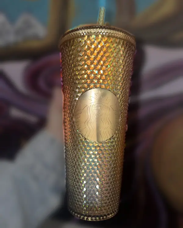 Vaso Starbucks original Dorado holográfico, studded