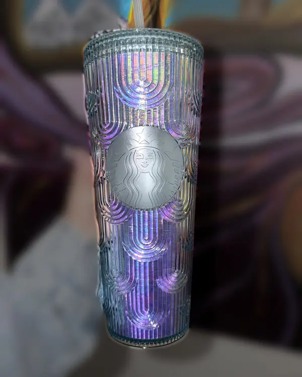 Vaso Starbucks original Arcos azul iridiscente, relieve de arcos
