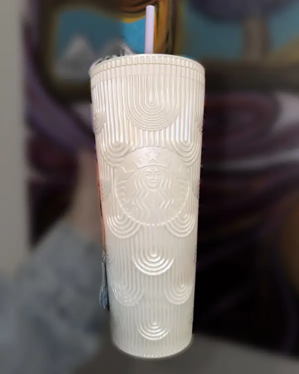 Vaso Starbucks original Arcos blanco perla, relieve de arcos