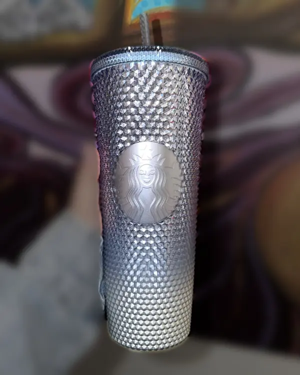 Vaso Starbucks original Plata y azul, studded degradado
