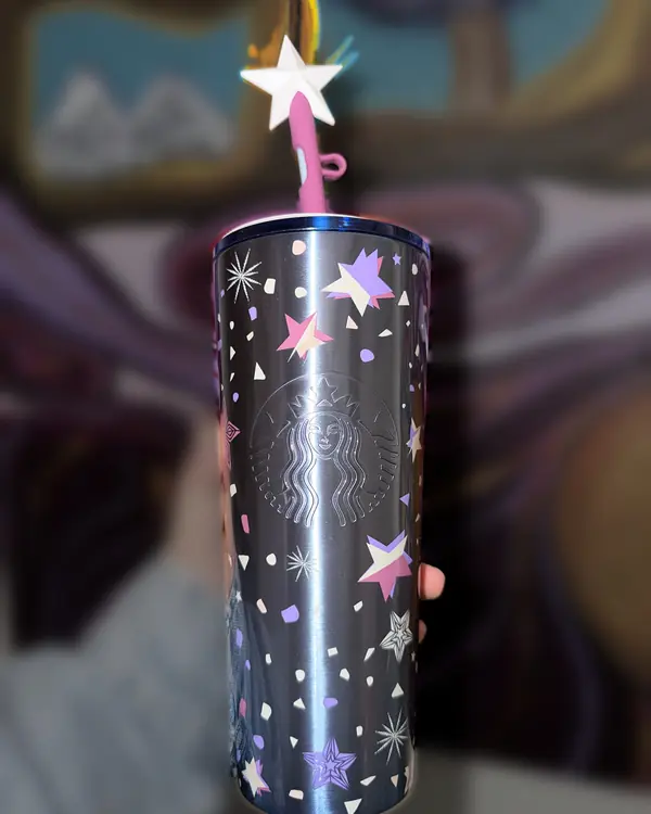 Vaso Starbucks original Confeti y estrellas, acero inoxidable · adorno de estrella
